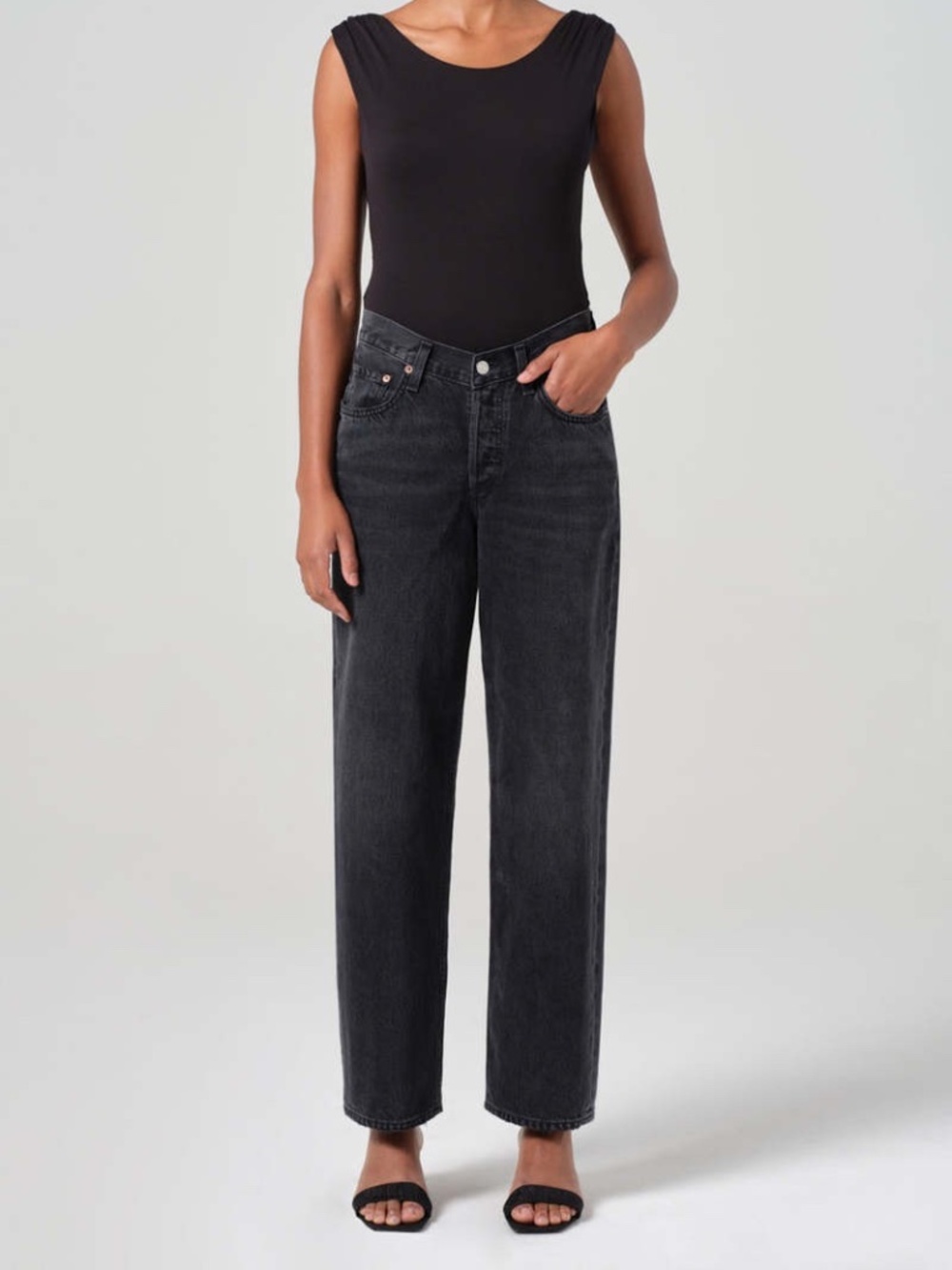 NWT Agolde V Waist Baggy Black Denim Jeans | Size 27 - Picture 1 of 15